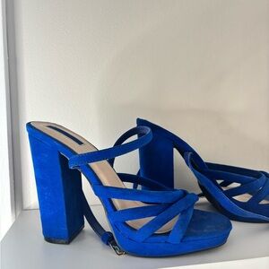 F21 Royal Blue Strappy High Heel Sandals